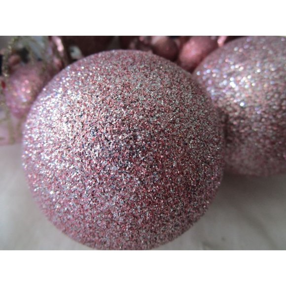 Assorted Light Pink Shatterproof Ornaments Glitter Glossy Scroll GUC Twelve - Picture 11 of 15